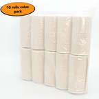 10 rolls of elastic bandages pack in white background