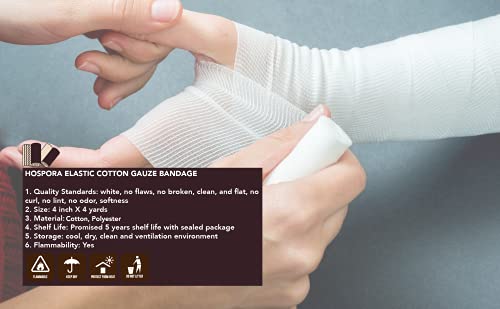 Hospora Latex-Free Elastic Cotton Conforming Gauze Roll, 4 Inches, 24 Packs