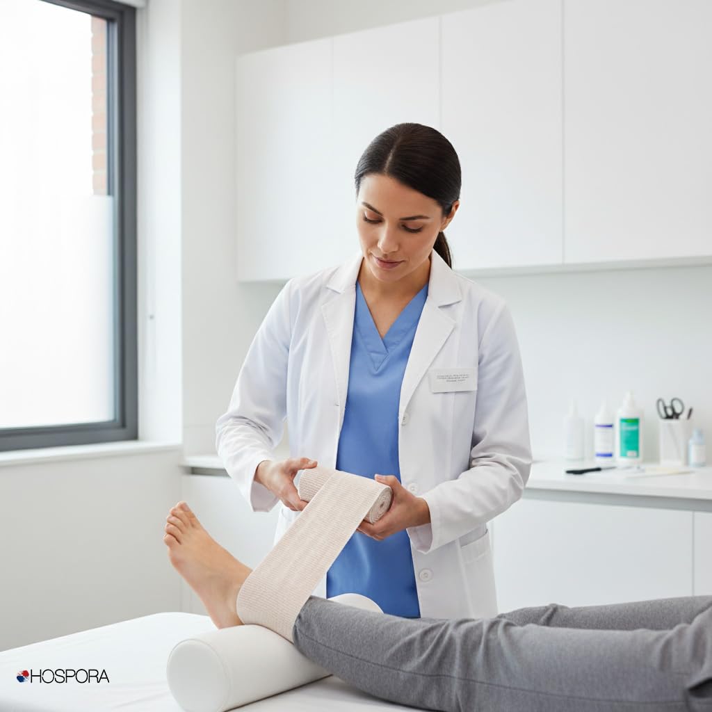 Hospora Latex-Free Cotton Elastic Bandage Wrap with Hook & Loop Closure