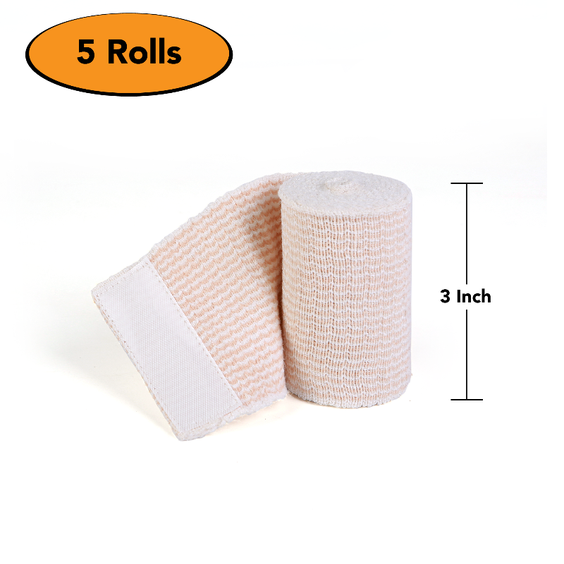 Hospora Latex-Free Cotton Elastic Bandage Wrap with Hook & Loop Closure