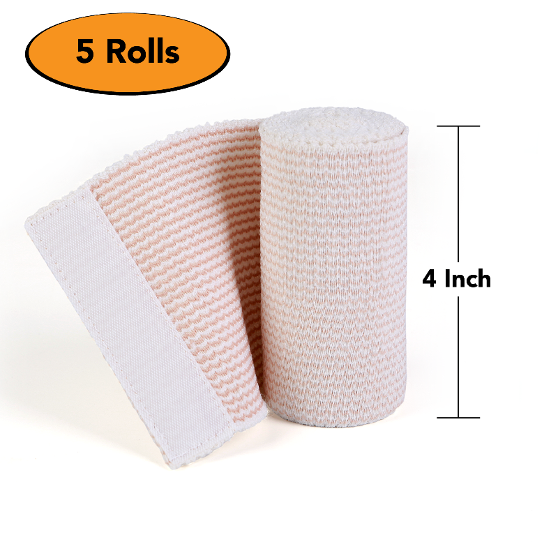 Hospora Latex-Free Cotton Elastic Bandage Wrap with Hook & Loop Closure