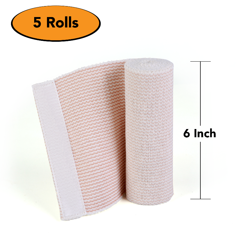 Hospora Latex-Free Cotton Elastic Bandage Wrap with Hook & Loop Closure